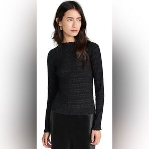 Vince Black Smocked Long Sleeve Top Size L
